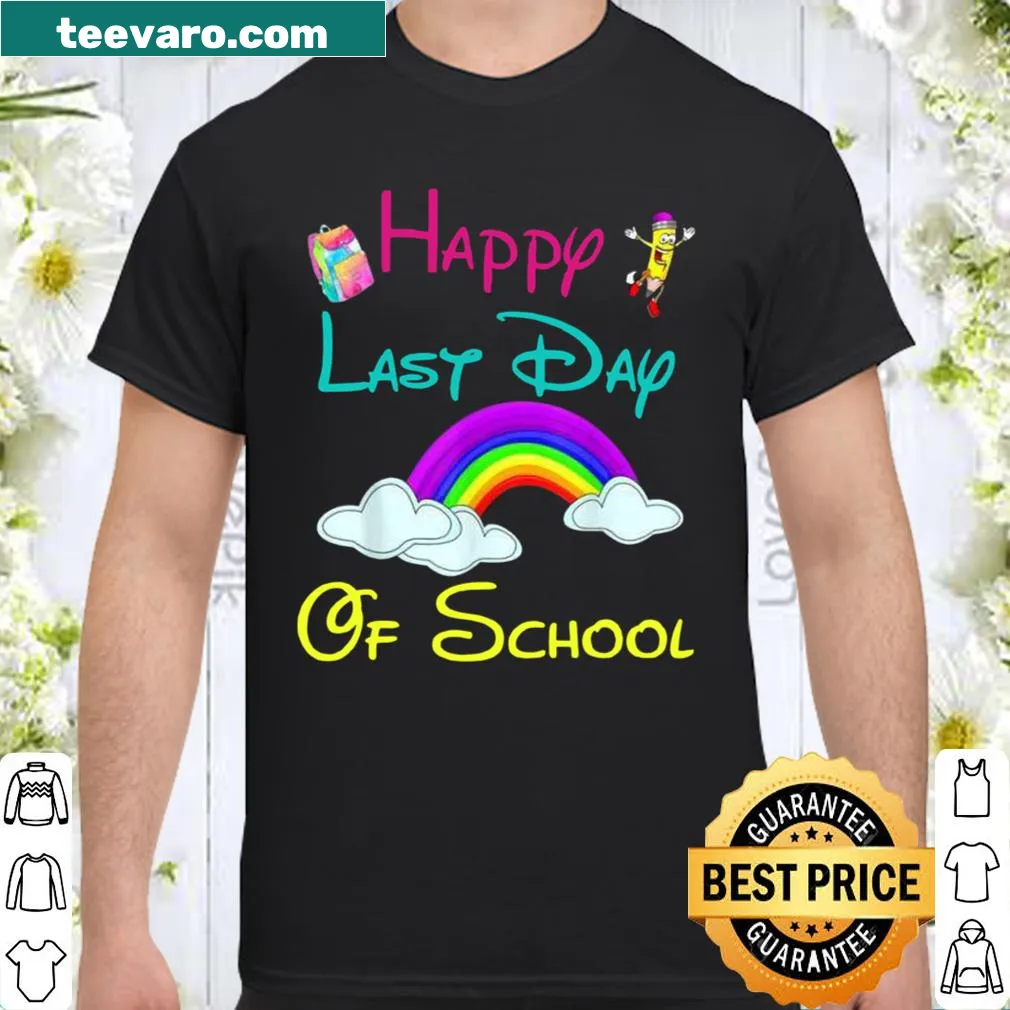 Colorful rainbow design celebrating the last day of school