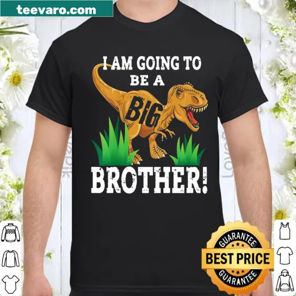 Cute shirt announcing 'I Am Going To Be A Big Brother' with a dinosaur