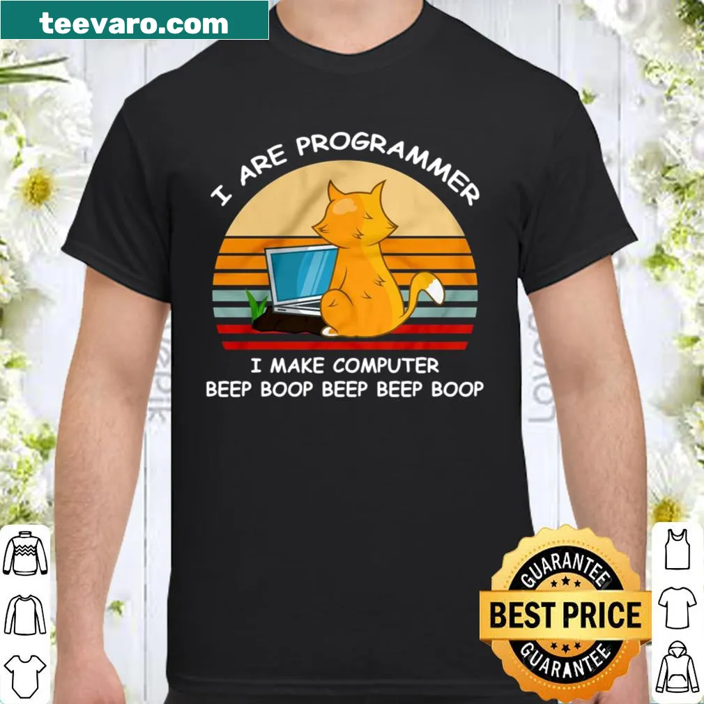 Playful programmer t-shirt with computer sound text