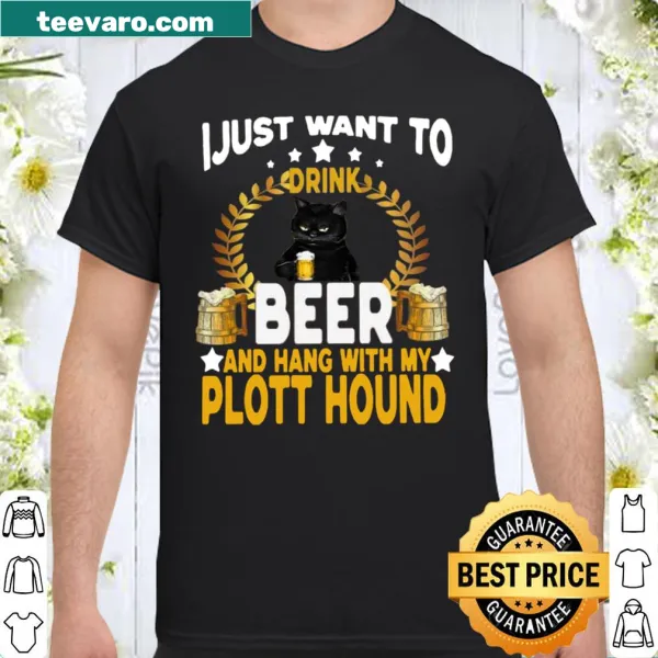 Humorous shirt with a Plott Hound and beer theme