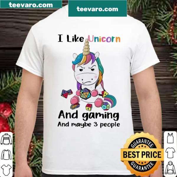 Fun graphic tee with unicorn, gaming, and text about people