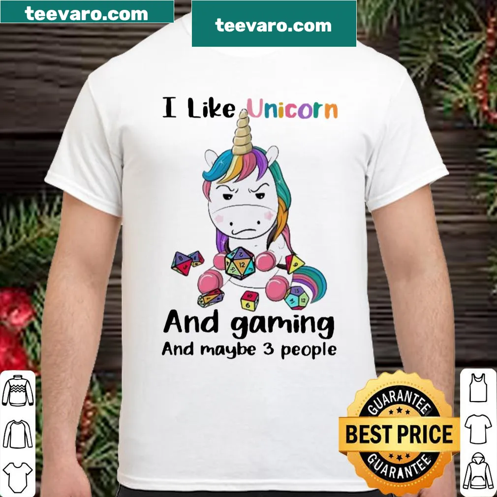 Fun graphic tee with unicorn, gaming, and text about people