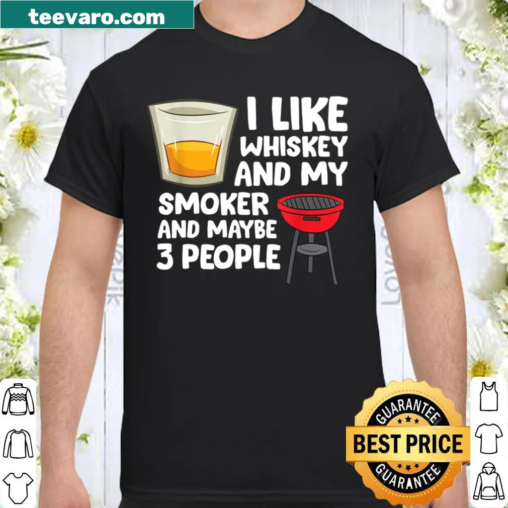 Funny shirt with text about whiskey and barbecue.