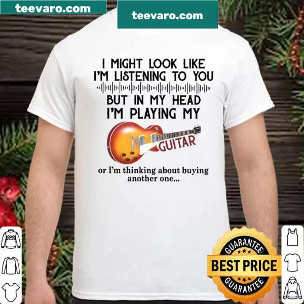 Musical shirt expressing distraction with guitar imagery