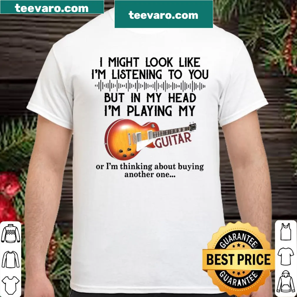 Musical shirt expressing distraction with guitar imagery