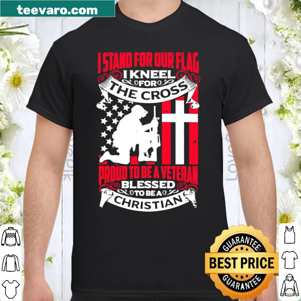 Shirt combining American flag and Christian cross imagery