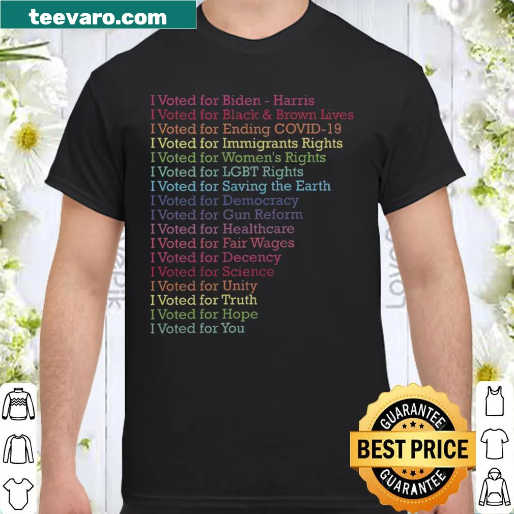 Political statement shirt declaring support for Biden and social justice