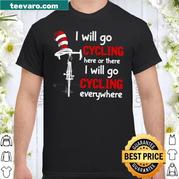 Cheerful cycling shirt with the phrase about biking everywhere.