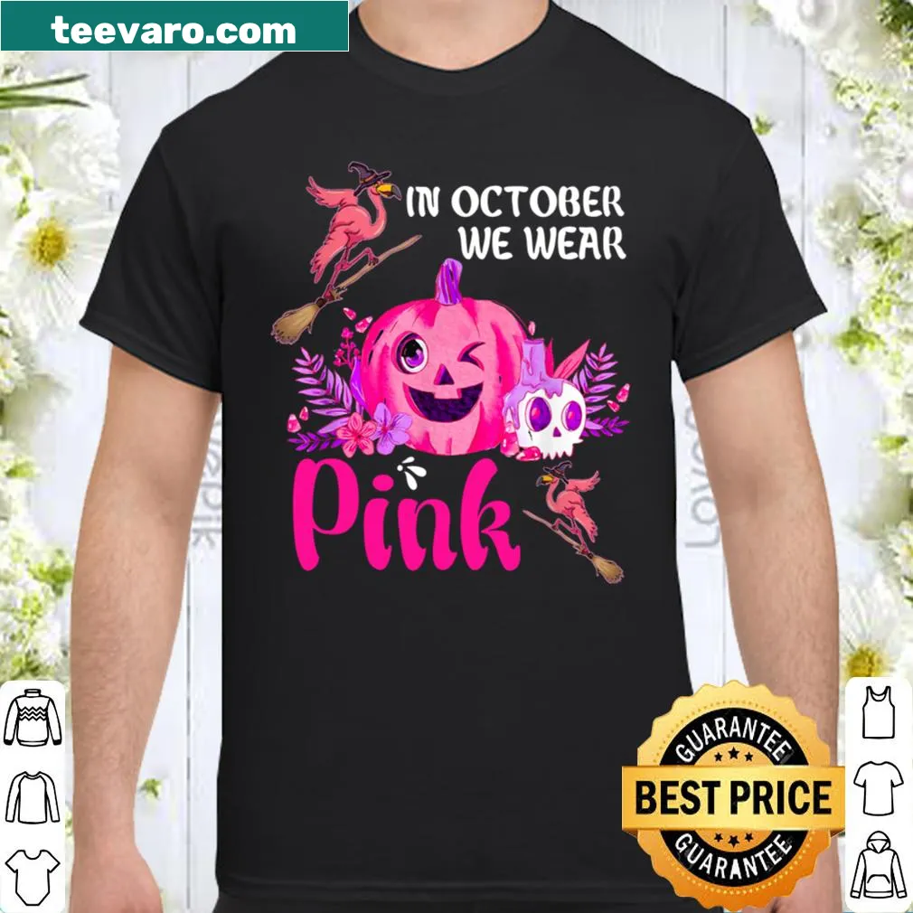 Shirt promoting breast cancer awareness with pink text