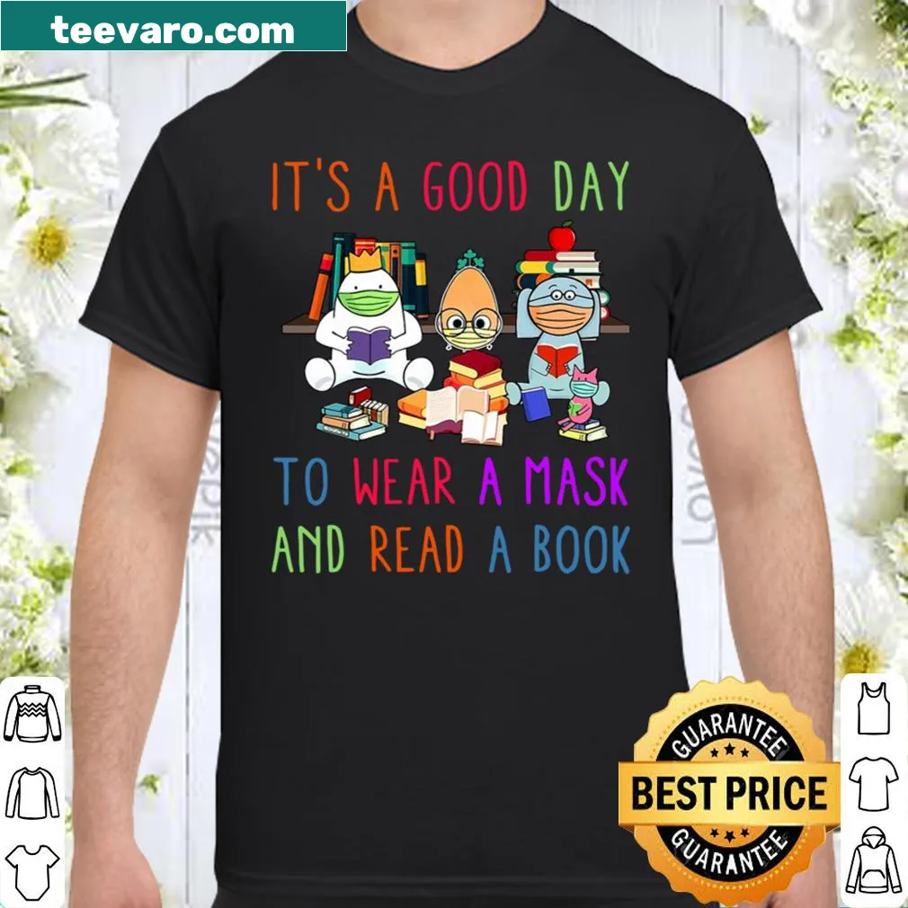 Shirt promoting wearing a mask and reading a book