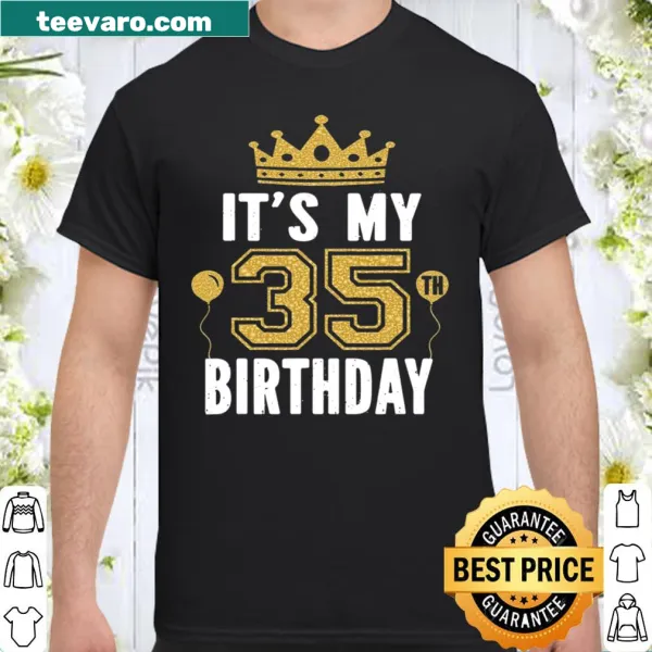 Typography celebrating a 35th birthday on a T-shirt