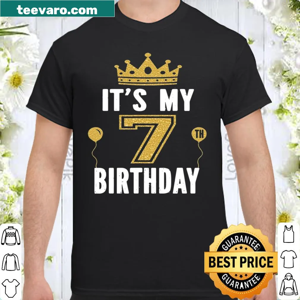 Birthday shirt celebrating a 7th birthday with fun graphics