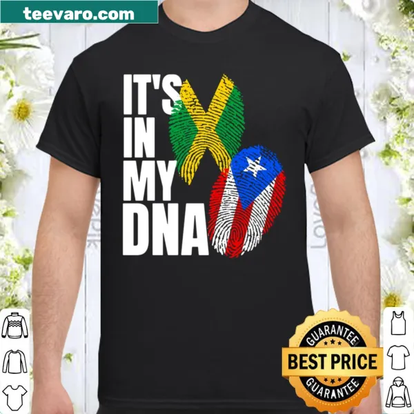 Shirt combining Jamaican and Puerto Rican flags representing heritage