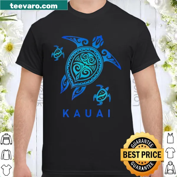 Tribal turtle illustration on a shirt inspired by Kauai, Hawaii
