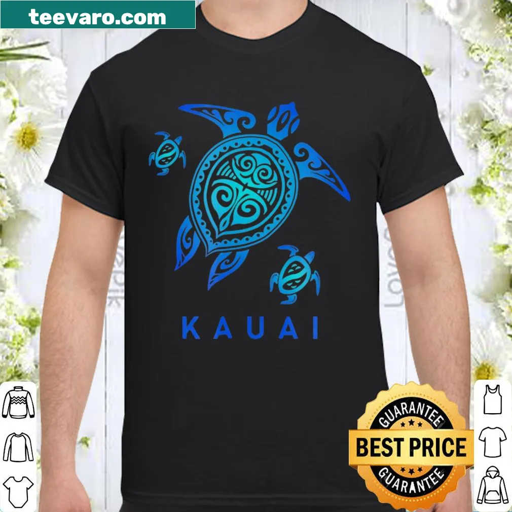 Tribal turtle illustration on a shirt inspired by Kauai, Hawaii