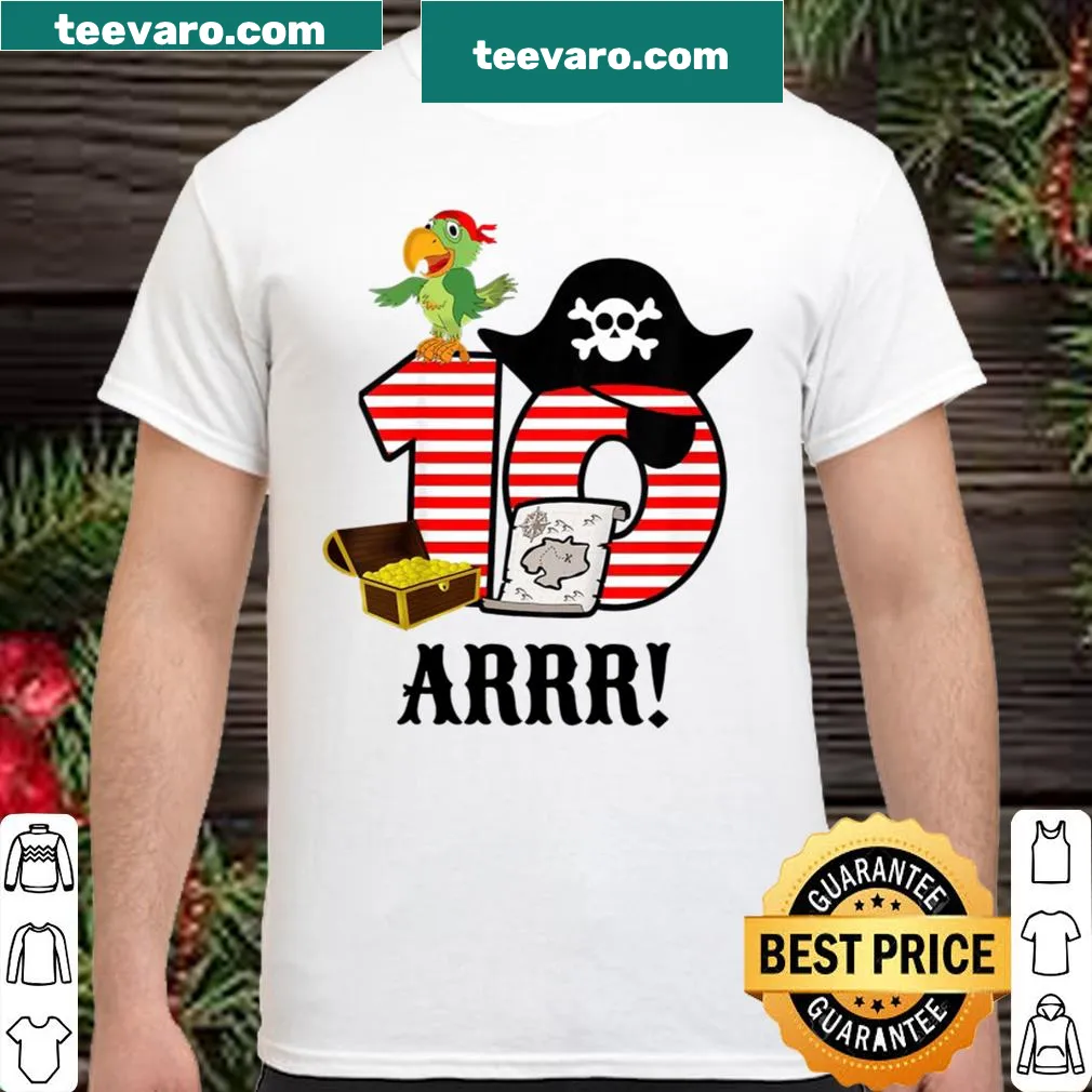 Pirate-themed birthday shirt for kids turning 10