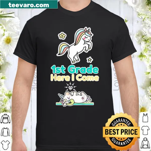 Unicorn graduation shirt for kids moving to 1st grade