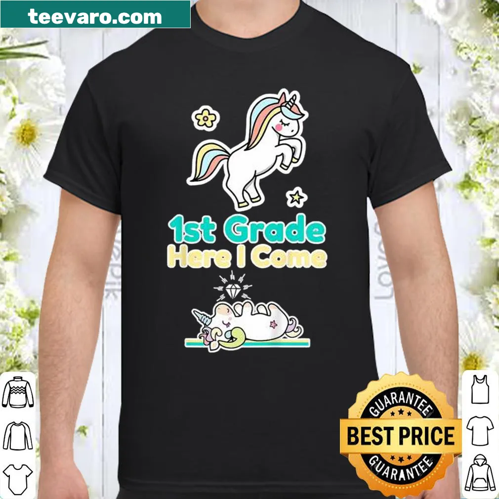 Unicorn graduation shirt for kids moving to 1st grade
