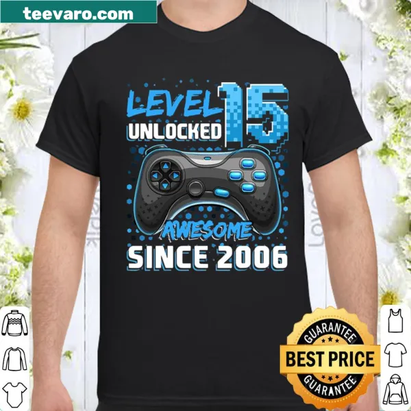 Video game themed birthday shirt for 15-year-old featuring level 15