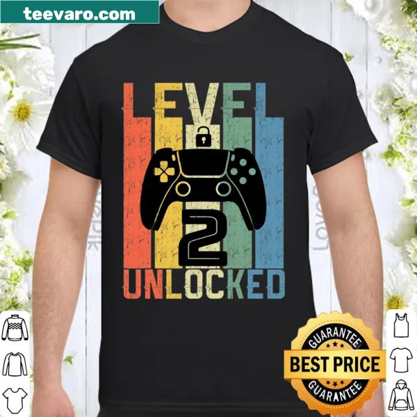 Level 2 Unlocked birthday shirt for gamers with playful typography