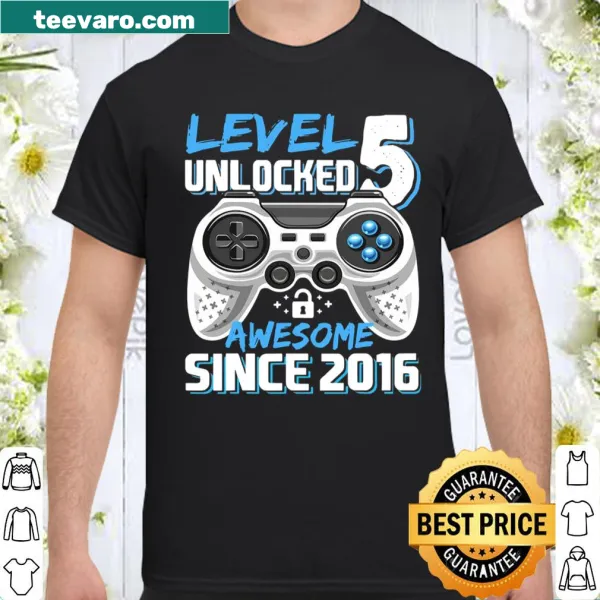 Level 5 Unlocked birthday shirt for a young gamer with playful text