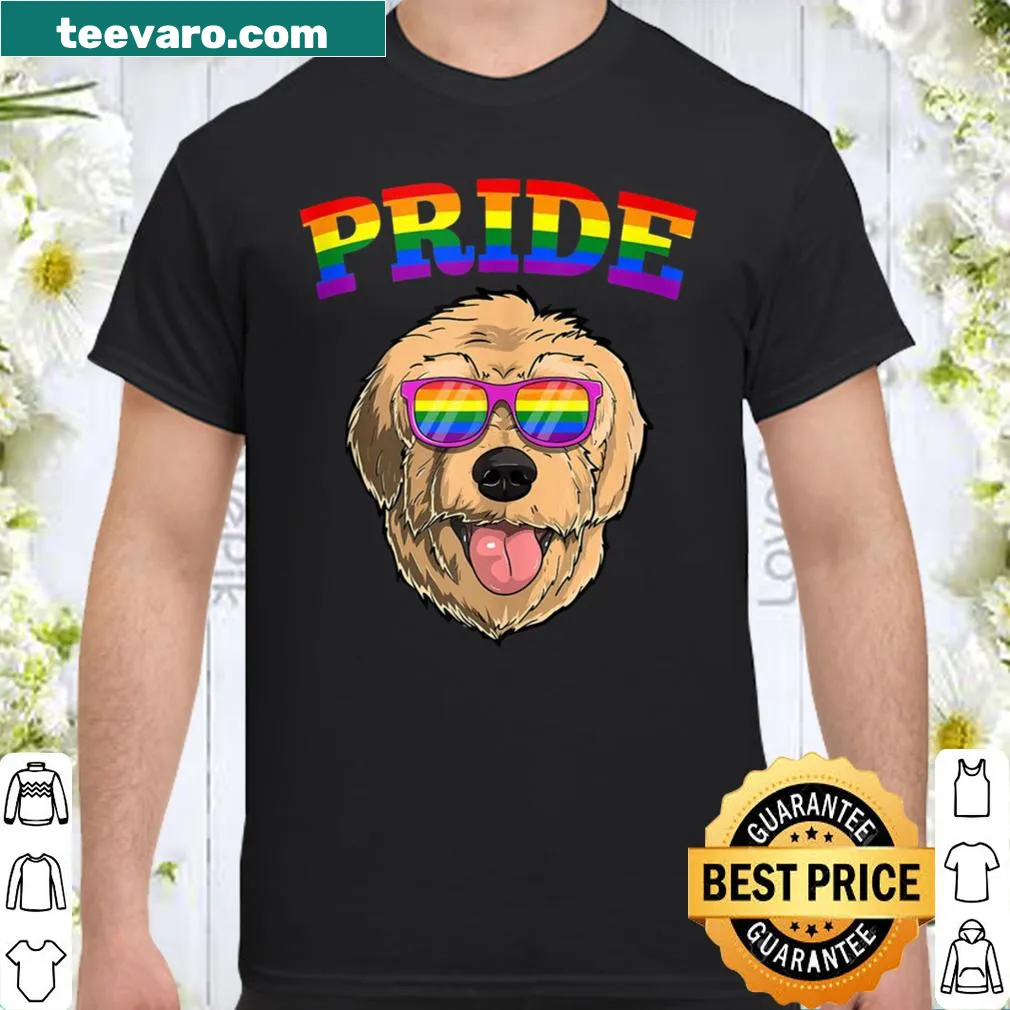 Cute Goldendoodle shirt with rainbow design for pride
