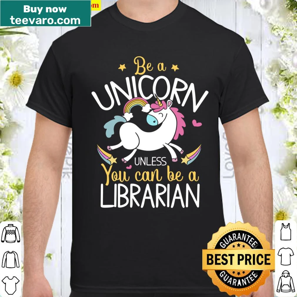Cute librarian shirt with unicorn illustration and motivational text