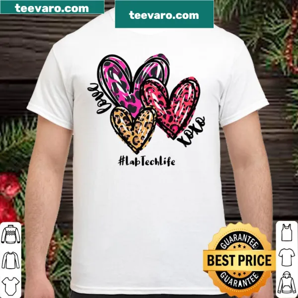 Heart-shaped leopard print design celebrating lab tech life