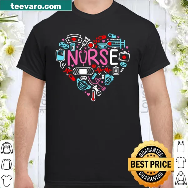 Cute nurse shirt with illustrated design expressing love for nursing