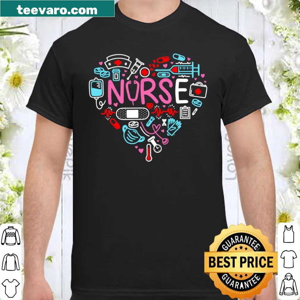 Cute nurse shirt with illustrated design expressing love for nursing