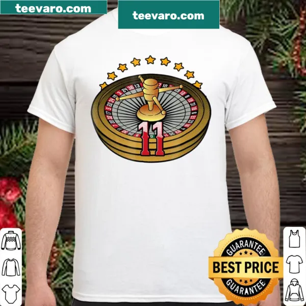 Gambling-themed shirt featuring roulette wheel and number 11 design
