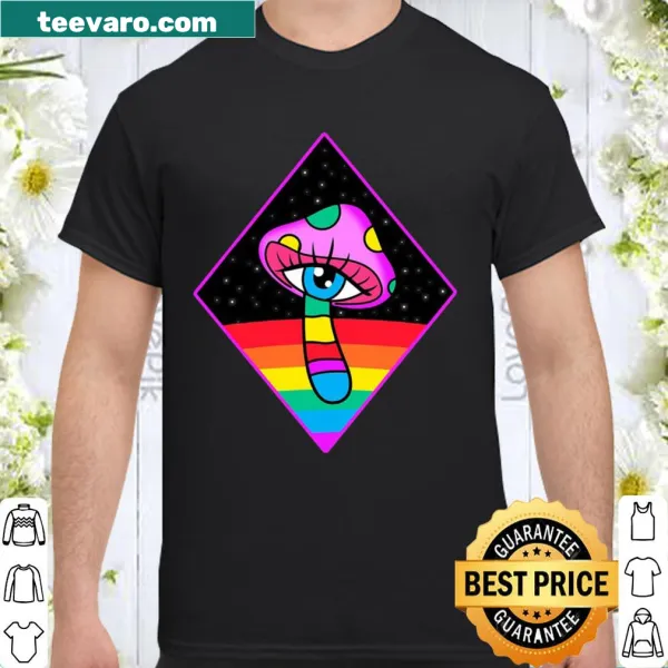 Psychedelic design featuring magic mushrooms and surreal imagery