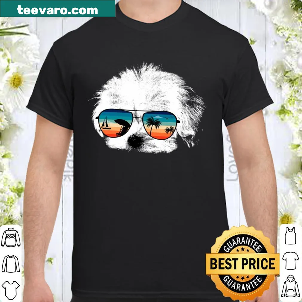 Retro style shirt featuring a Maltese dog with sunglasses