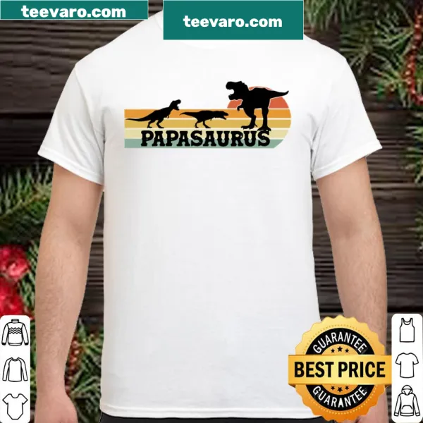 Funny Papasaurus T-Rex shirt for dads with dinosaur graphic