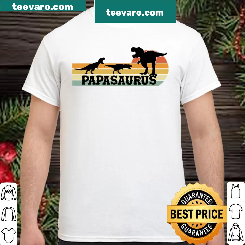 Funny Papasaurus T-Rex shirt for dads with dinosaur graphic