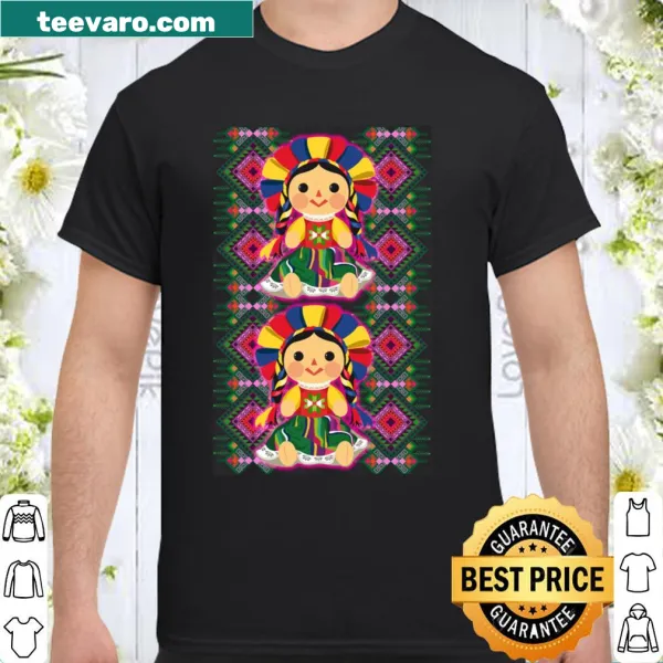 Illustrated Mexican doll shirt showcasing cultural heritage art.
