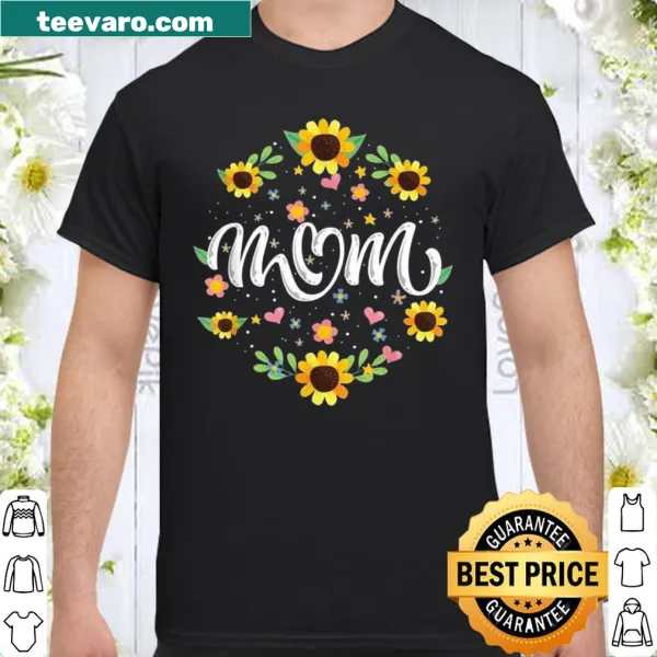 Shirt with floral design and sunflowers celebrating moms