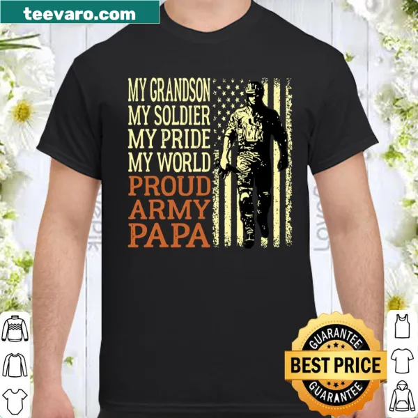 Text shirt celebrating grandsons in the military for proud grandpas