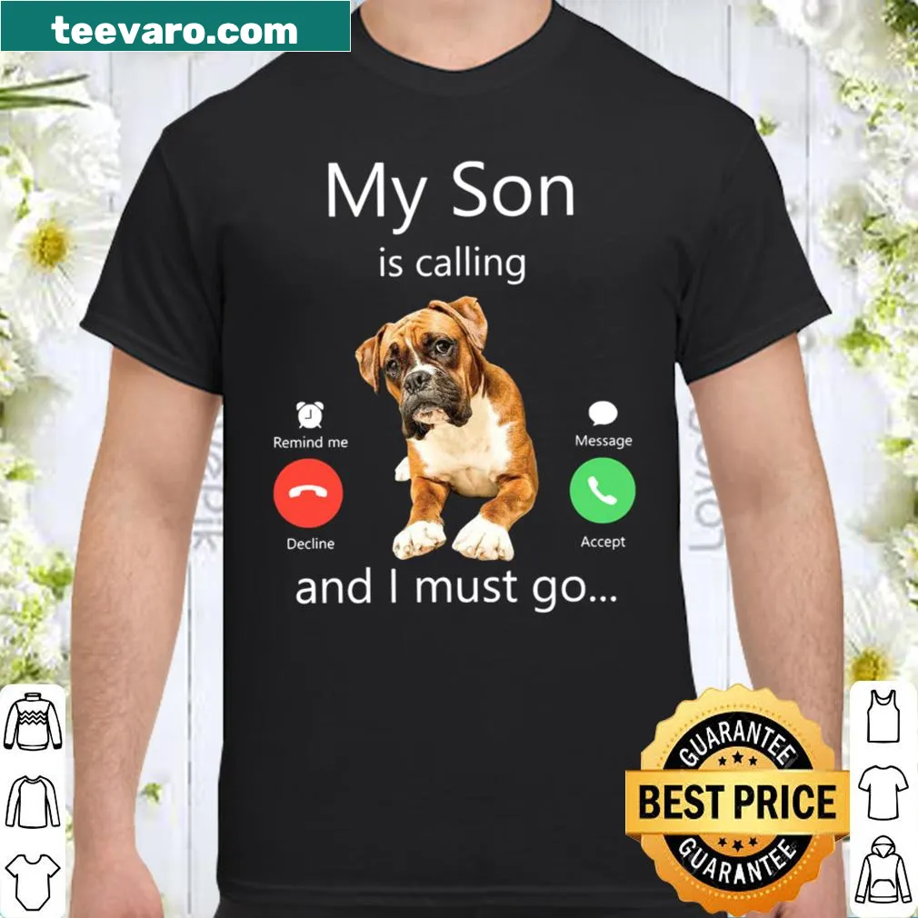 Motherhood-themed t-shirt with a humorous phrase about answering son's call.