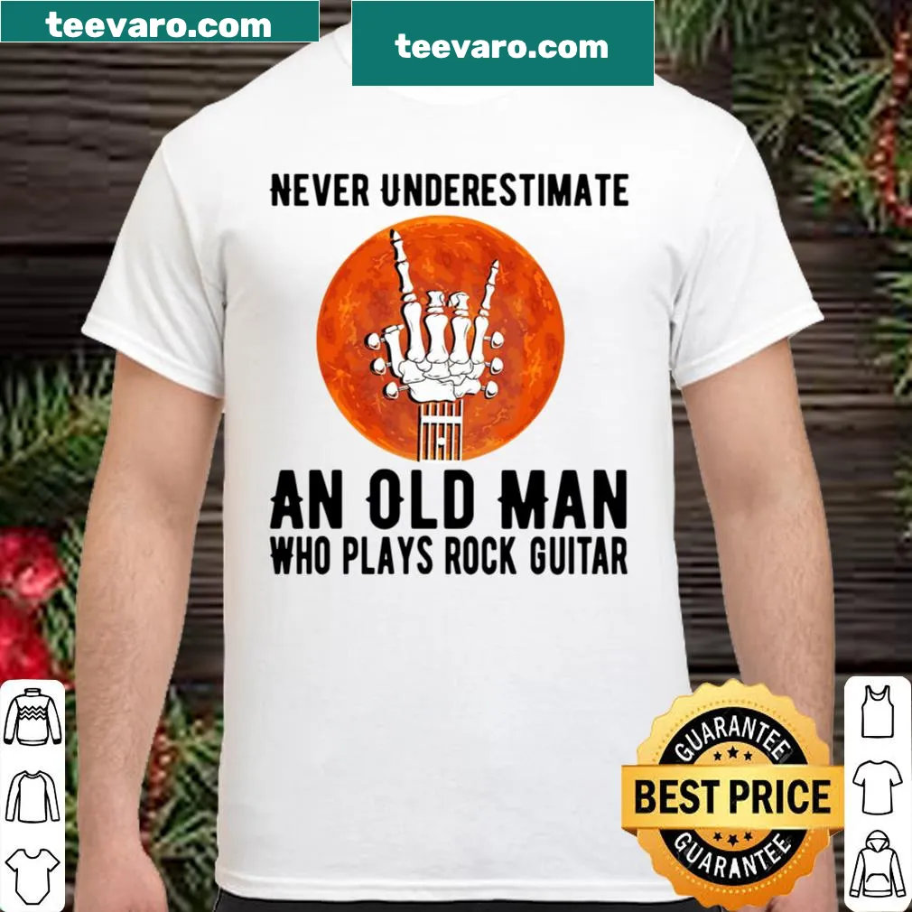 Shirt for older men who play rock guitar, with bold statement text.