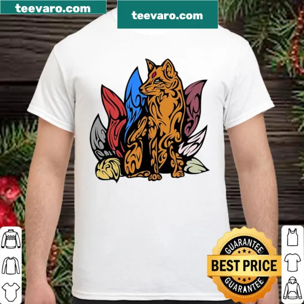 Cartoon design t-shirt featuring a nine-tailed fox
