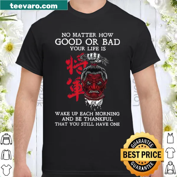 Inspirational graphic shirt about gratitude and positivity.