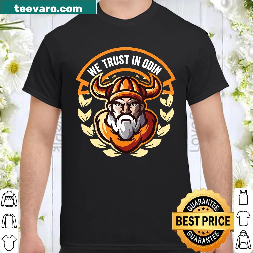 Shirt featuring Norse mythology text about Odin and Valhalla