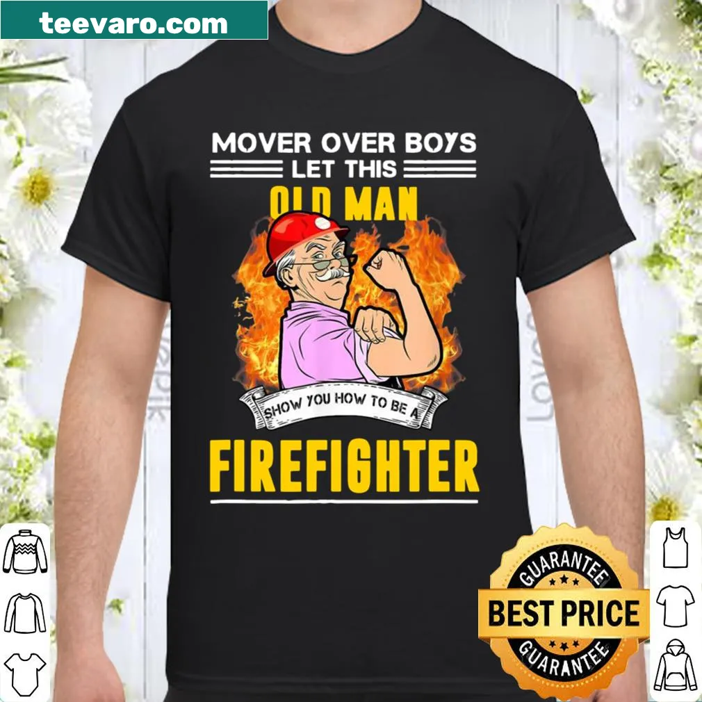 Illustration of an old man firefighter with bold lettering