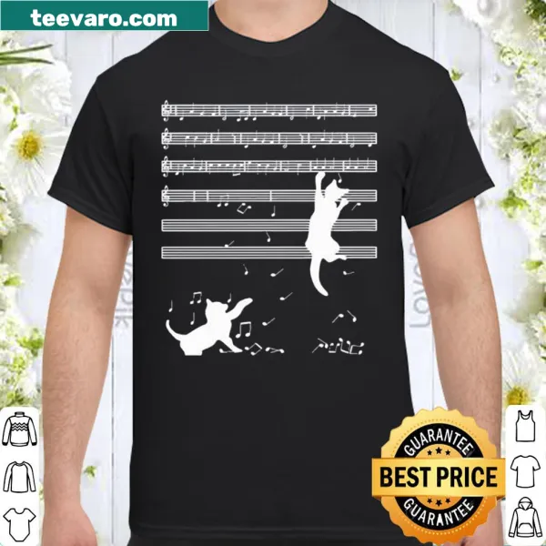 Charming shirt with illustration of cats and musical notes
