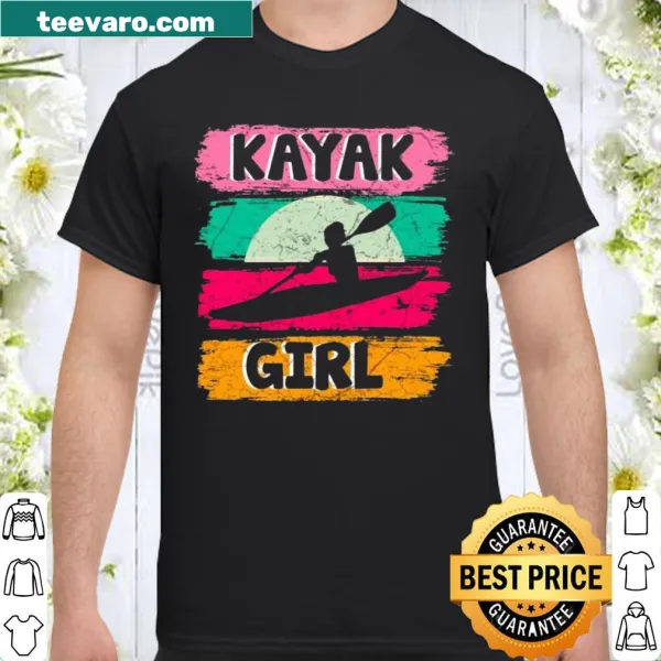Illustrative shirt depicting a girl kayaking, celebrating the love for water sports