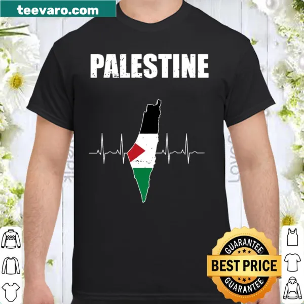 T-shirt showcasing a map of Palestine merged with the national flag