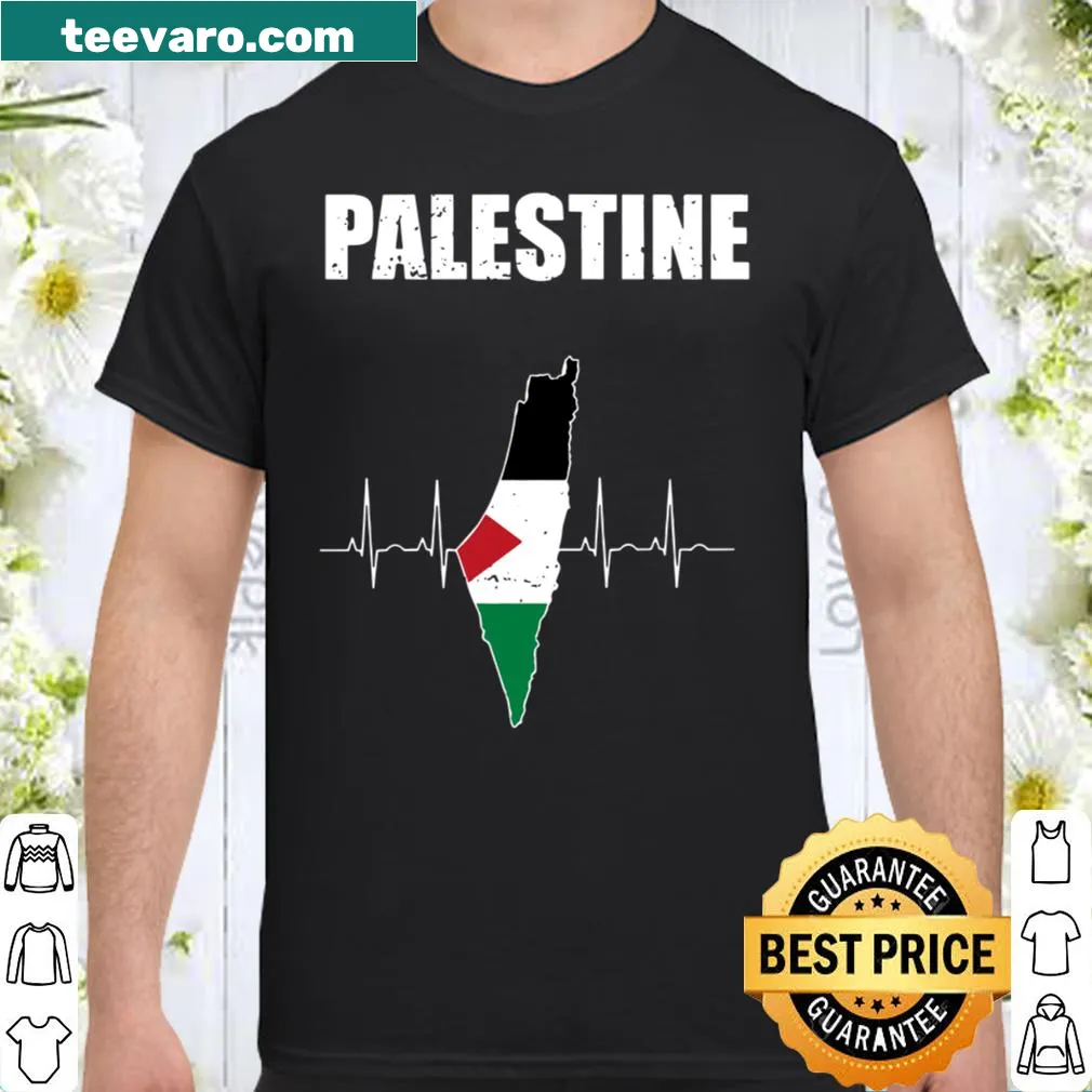 T-shirt showcasing a map of Palestine merged with the national flag