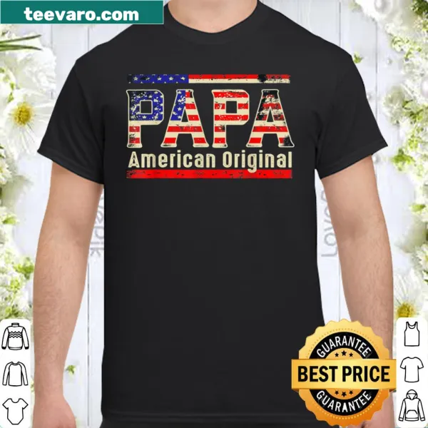 Funny 'Papa America' text shirt celebrating fatherhood.