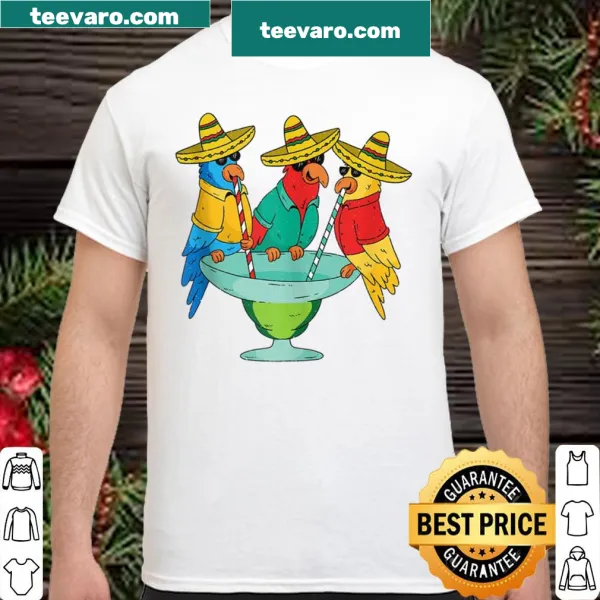 Funny Cinco de Mayo shirt with parrot and tequila illustration